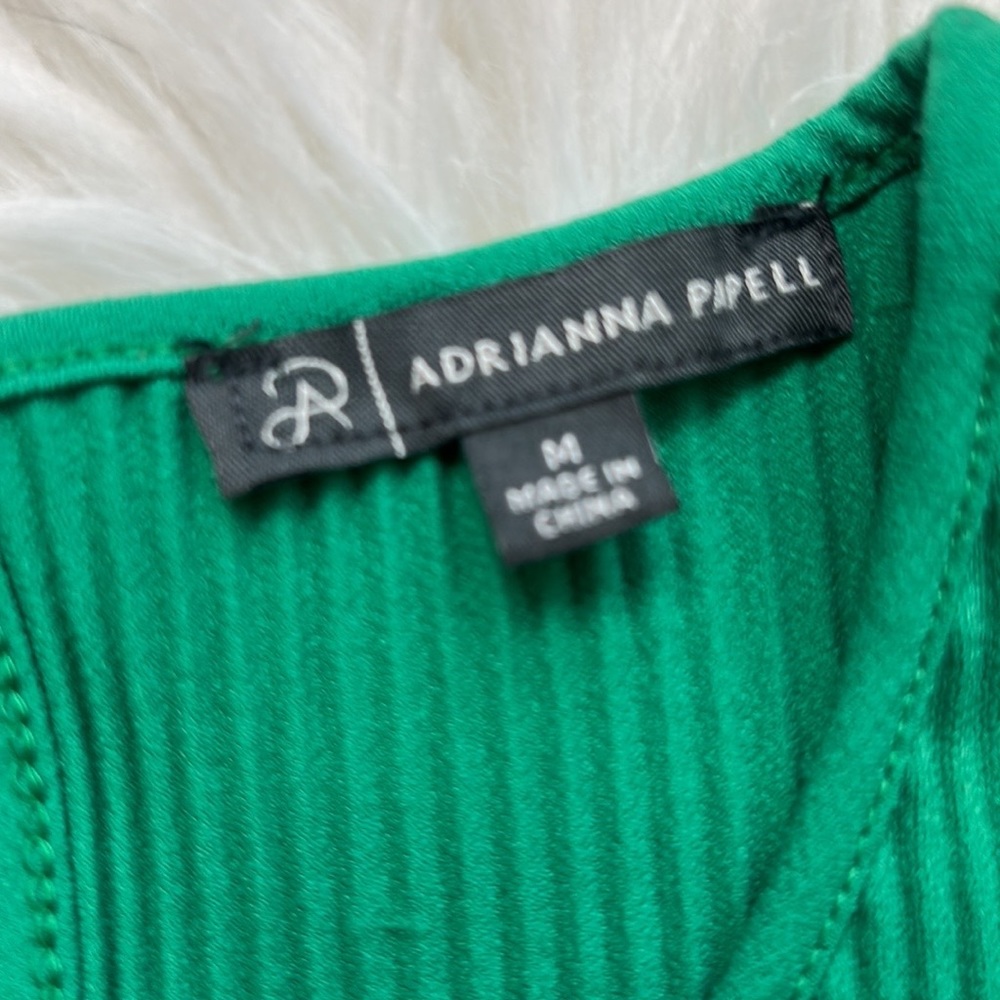 Adrianna Papell Green Blouse Sz M - Picture 5 of 7